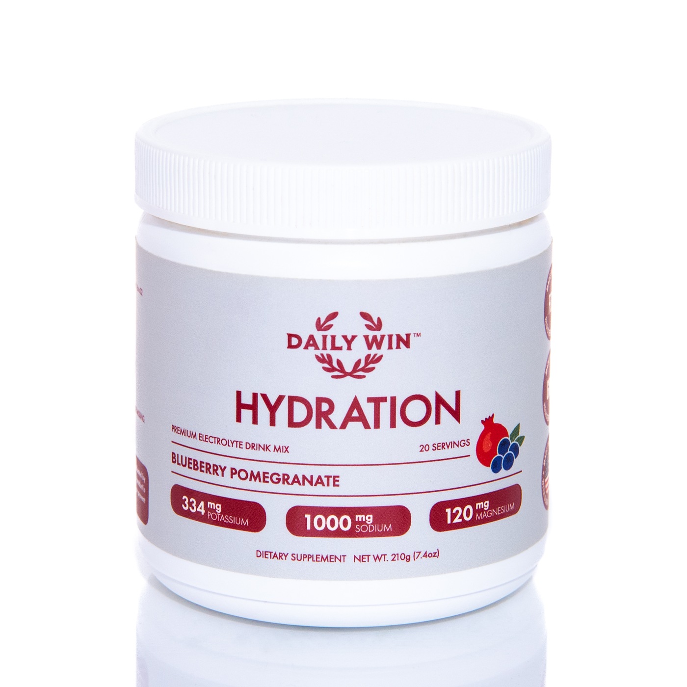 Daily Win Blueberry Pomegranate electrolyte drink mix tub